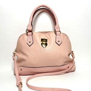 Juicy Couture Pink Heart Lock Dome Satchel Crossbody Bag Gold Tone Accents Y2K